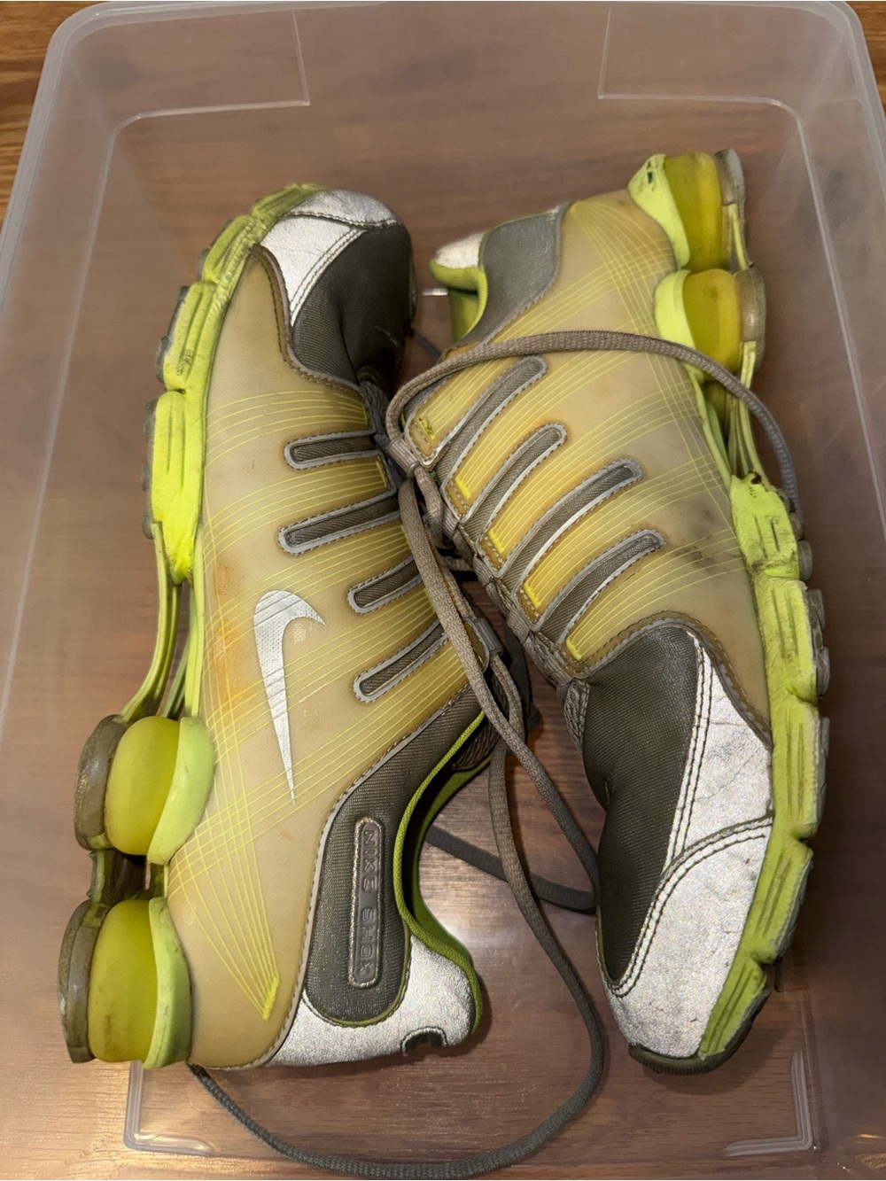Rare Vintage Nike Shox Yellow Grey Silver
